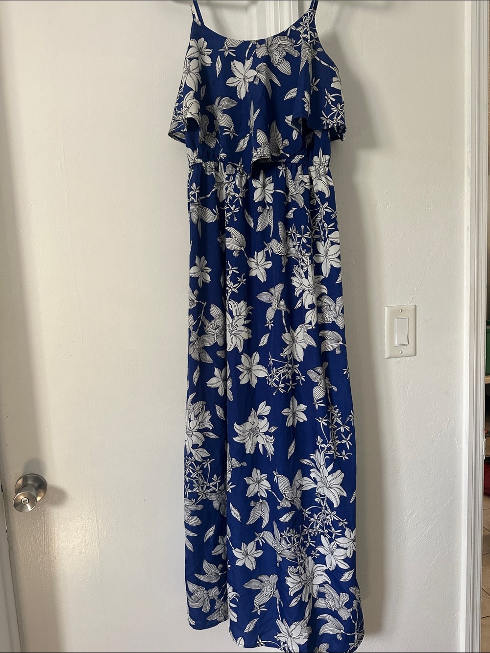 Fire Los Angeles Navy Blue Maxi Dress with White Floral Print